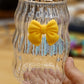 Whimsical Wavy Glass Tumbler with 3D Bow Accent